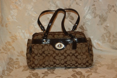 Coach F16542 Braun Canvas Signature Satchel Handtasche Geldbeutel