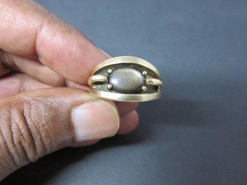 14k Solid Yellow Gold Black Star Sapphire Men's Ring With Shadow Box Setting 10g - Picture 11 of 12