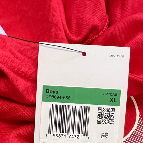 Nike Boy Big Kids Sportswear Pullover Hoodie DD8694-658 Red White NWT Size XL - Picture 7 of 9