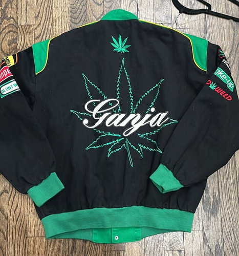 Men's Rare VTG Highly Dangerous Urban Wear Ganja King of Weeds Jacket Size Large - Picture 3 of 7