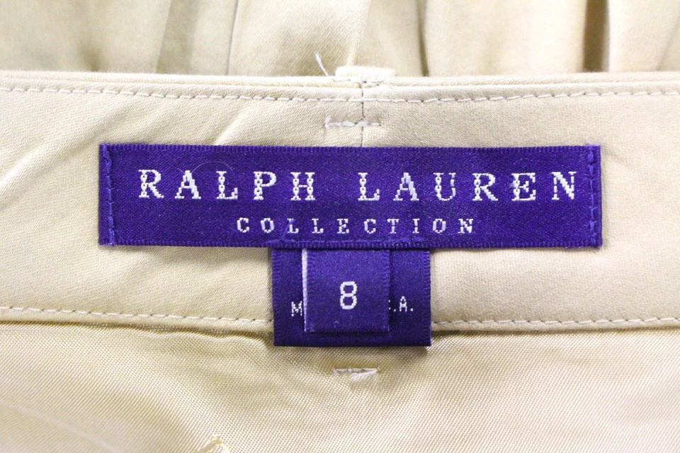Falda Ralph Lauren Colección Púrpura Talla 8 Beige Algodón en Niveles Hasta la Rodilla Foto 4 de 4