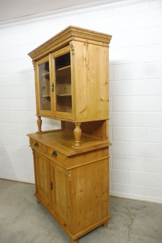 Antiker Buffetschrank Küchenschrank Schrank Vitrine aus Weichholz Gründerzeit - Bild 10 von 14