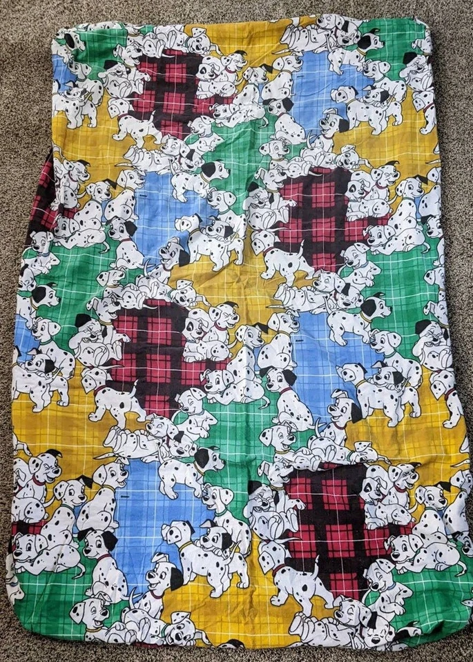 Sábana de franela de algodón ajustada doble Disney 101 Dálmatas de colección RARA años 90 Foto 2 de 4