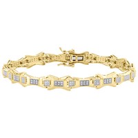 "10K Gelbgold Rund Diamant Statement Glieder 8.50Mm Armband 8.50 \" Pave 1/2 Karat"