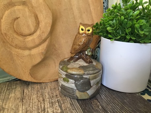 Owl trinket box Fireside Pottery USA Maine 5 “ H 3” diameter - Picture 8 of 8