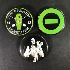 Type O Negative 2.25" Pin Button Set Peter Steele Goth Rock Heavy Metal Punk