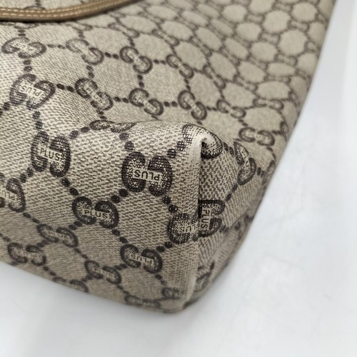 Authentic GUCCI Tote Bag GG Plus Sherry Line Handbag Made in Italy Brown Beige - Picture 7 of 11