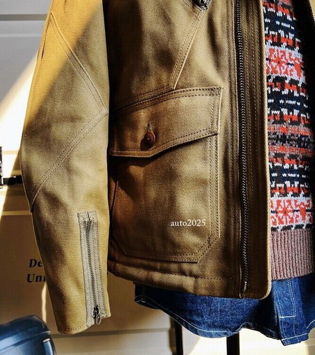 Mens Winter Casual Jacket Oil Waxed Canvas American Military Vintage Style Wool - Picture 16 of 46