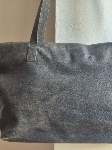 Vintage Lee Sands Gray Water Buffalo Leather Shopper Shoulder Women's Tote Bag - Picture 10 of 24