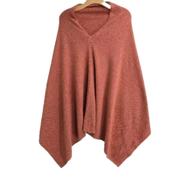 Cashmere Poncho Nepal Womens One Size Warm Coral Sweater Cape Draped Knit