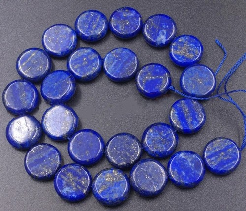 Natural 10mm Blue Lapis lazuli Coin Shape Gemstone Loose Beads 15''Strand AAA - Picture 1 of 8