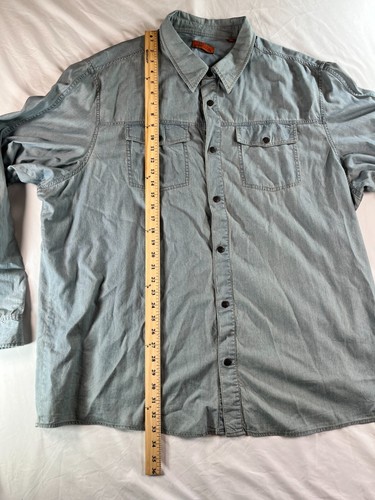 Robert Comstock Shirt Size 3XT Distressed Denim Snap Front Super Soft - Picture 10 of 18