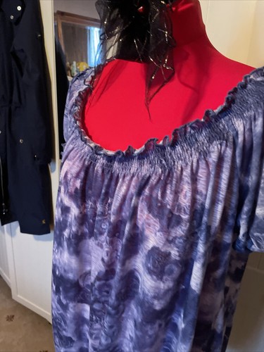 M&CO Ladies Blue Floral Short Sleeve Lightweight Top Size XL - Picture 2 of 9