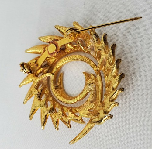 Broche moderniste vintage ton or circulaire brossé poli déco renouveau - Photo 7/12