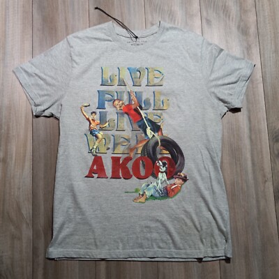 AKOO Brand T-Shirt ''Live Full Live Well'' Men's Large   Gray
