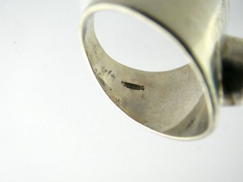 Vintage Sterling Silver Pale Blue Opal Cabochon Wide Band Ring 925 Size 6.5 7.3g - Picture 6 of 14