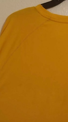 Mens ADIDAS CLIMALITE Long Sleeve Shirt Yellow Purple "Godley" Print - Picture 3 of 5