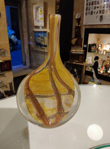 Malta Decorative Glass Studio Art Glass Lollipop Vase 1970's Vintage 74-78 Boffo - Picture 2 of 7