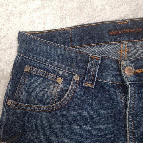 Jeans Nudie Regular Alf Talla W30 L28 Botón Mosca Azul Denim Algodón - Imagen 9 de 22