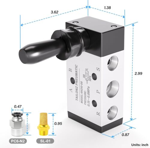 Pneumatisches 1/4" NPT 5-Wege 2 Positionen Luft Handhebel betätigtes Ventil pneumatisch - Bild 2 von 3