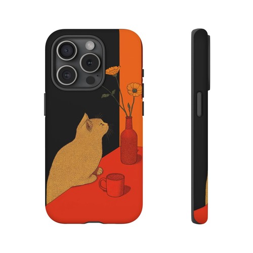 Cat on Red Table Artwork - Phone Ink Cover Case for iPhone, Galaxy, Pixel - 第 36/271 張圖片