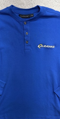 Vtg LA RAMS Dunbrooke SHIRT Henley Thermal NFL FOOTBALL TEAM Waffle Men’s LG - Picture 4 of 4