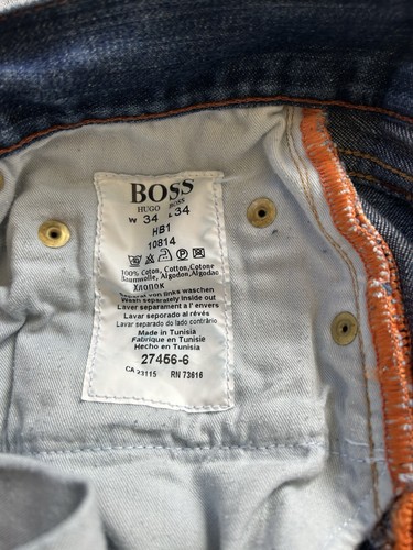 HUGO BOSS Men 34x34 Orange Label Jeans HB1 Button Fly Blue Denim - Picture 4 of 18