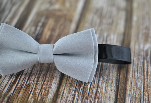 Father Son Match 100% Cotton Handmade Matte SILVER GREY Bow Tie Bowtie Wedding - Picture 14 of 23