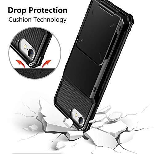 Case for iPhone 6s 6 7 8 Case Wallet Credit Card Holder ID Slot Pocket Black - Picture 6 of 6