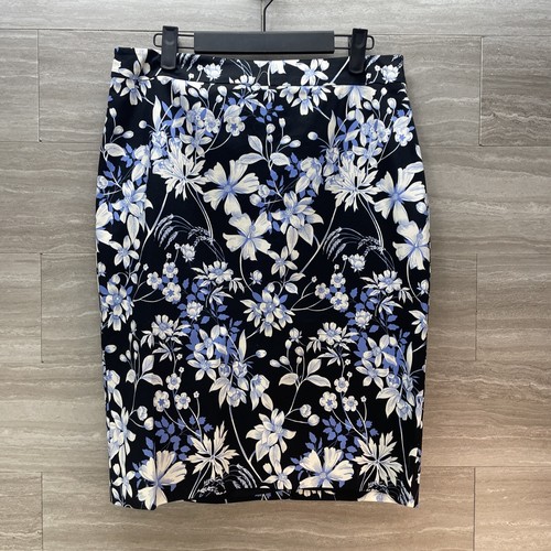 Talbot’s Women’s Black Blue Multicolor Knee Length Lined Skirt Size 8 Zip NWT