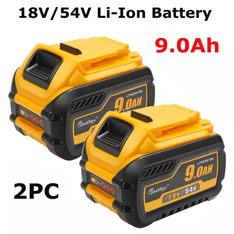 2pc 18V 54V 9.0Ah Li-ion Power Tool Slide Battery Replace for Dewalt XR DCB547