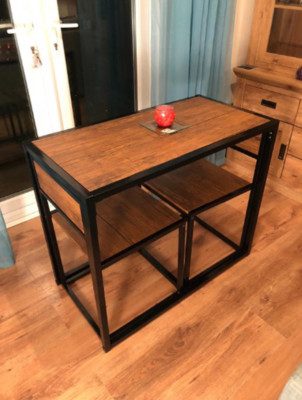 Small Dining Table 2 Chairs Kitchen Breakfast Furniture Space Saving