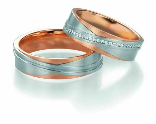 Wedding Breuning Design Collection 5261/5262 IN 585 Gold Bicolor 14 CT Rose Gold - Picture 2 of 2
