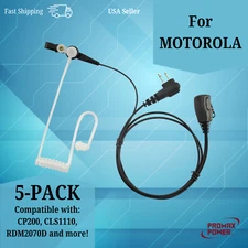 5-Pack FBI Style Acoustic PTT Earpiece for Motorola CP180 CP200 CLS1110, CLS1410