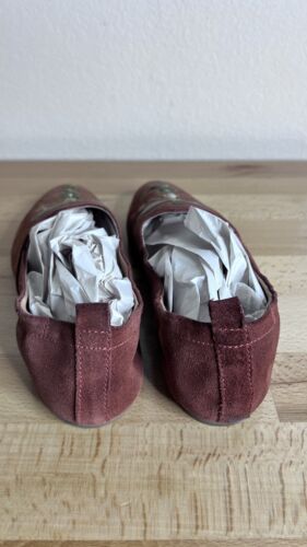 Bird of Flight Anthropologie Embroidered Rust Suede Ballet Flats Sz 8 Boho Hippi - Picture 3 of 6
