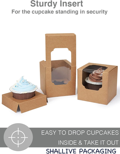 100 Pcs Kraft Brown Cupcake Boxes Individual Bulk Paper Cupcake Containers Singl - Picture 5 of 6