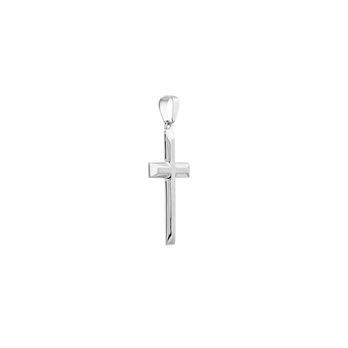 Simple Beveled Edge Cross Pendant Charm Men Women 14K Yellow White Real Gold - Picture 12 of 12