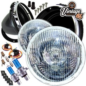 Classic Mini 850 1000 1300 Xenon Halogen 7/" Sealed Beam Conversion Headlights