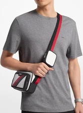 Michael Kors Rivington Striped Logo Crossbody Camera Bag White Bright