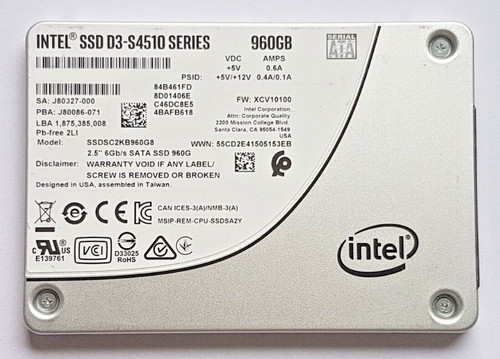 960 GB SATA Intel SSD D3-S4510 Series SSDSC2KB960G8 3D-NAND TLC 2.5" Festplatte