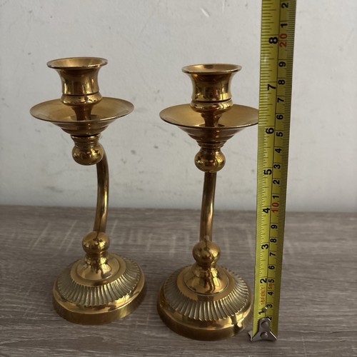 Coppia di portacandele vintage in ottone unico a forma di C gancio curvo! - Foto 17 di 24