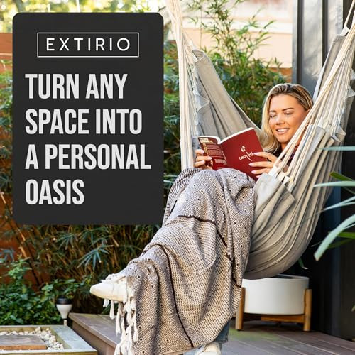 Indoor Hammock Chair Swing – Hanging Chair for Bedroom, Patio, Porch or Room -  - Picture 4 of 7