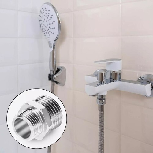 2Pack Shower Hose Connector Stainless Steel Shower Hose Adapter Threaded Pipe - Picture 4 of 9
