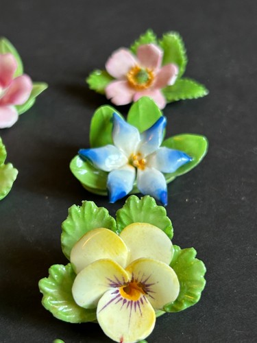 Vintage 8 portacarte Adderley Fine Bone China fiori floreali Inghilterra in scatola - Foto 10 di 16