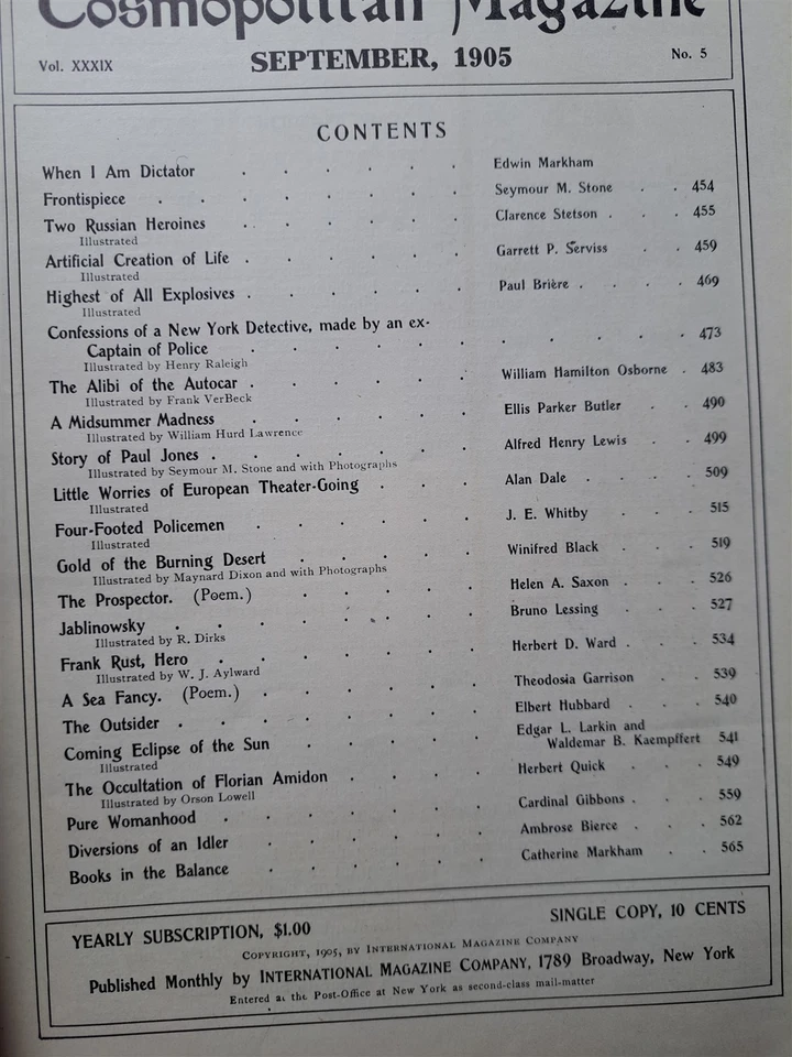 Cosmopolitan Magazine - September 1905 Artificial Creation of Life feature - Image 3 of 4