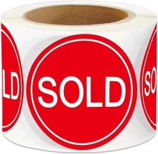 2 Inch Sold Stickers Fluorescent Red Labels - Point of 2 inch, 