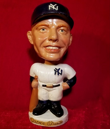 Mickey Mantle 1962 Bobblehead Nodder base blanca redonda New York Yankees años 60 de colección - Imagen 2 de 14