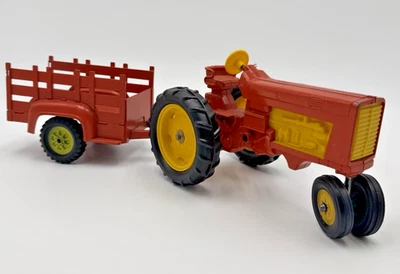 Rare HUBLEY Tracteur et remorque jouet USA ancien en fonte vers 1950 - Photo 1/4