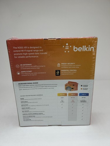 Belkin N300 XR Wi-Fi N Router - Blk with Simple Start Nettwerk booster Hi Speed - Picture 2 of 4