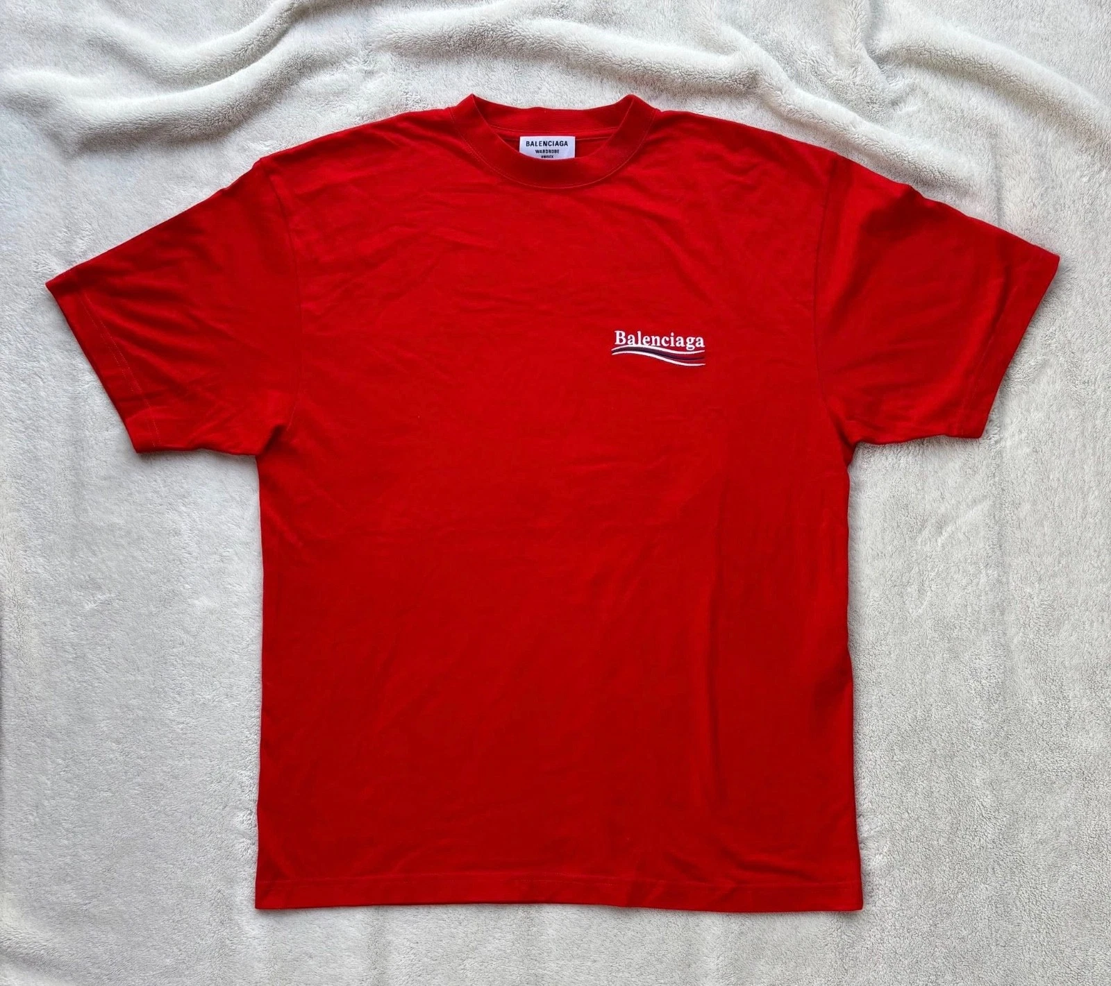 Balenciaga — Balenciaga Red Embroidered Political Campaign Logo Tee XL - MSRP $750 - New